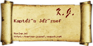 Kaptás József névjegykártya